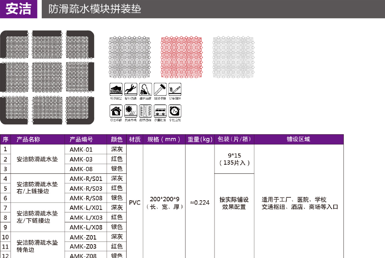 安洁防滑疏水模块拼装垫